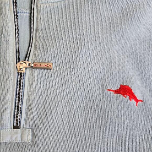 Tommy Bahama Mens Prep Antigua Cove Quarter Zip Pullover Sweatshirt L Light Blue - Picture 9 of 11